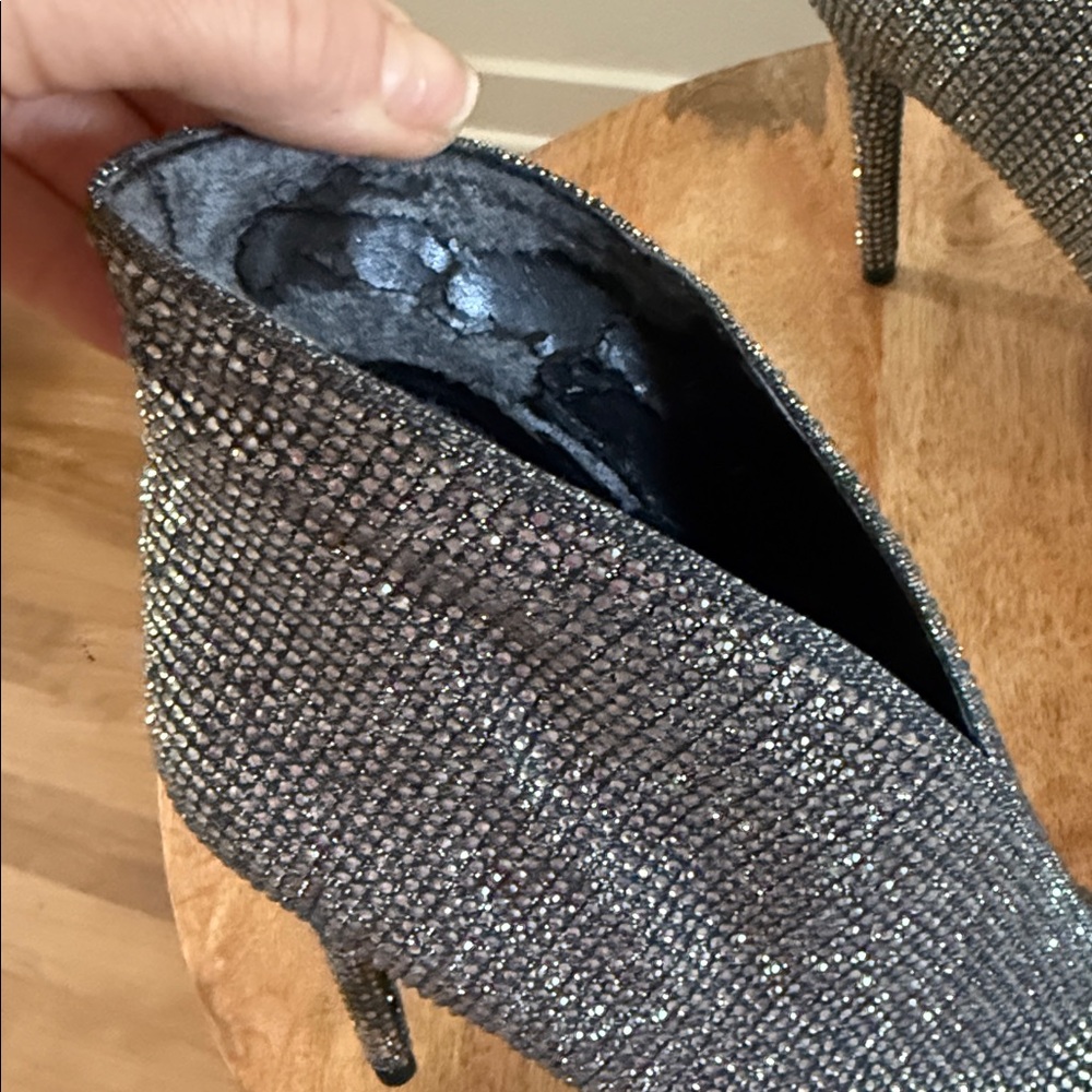 Jessica Simpson Rhinestone Glitter Silver Heels Size 8 - Picture 5 of 7